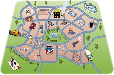 Illustrated Town Map Town Map Creative Illustration Drawing For Kids
