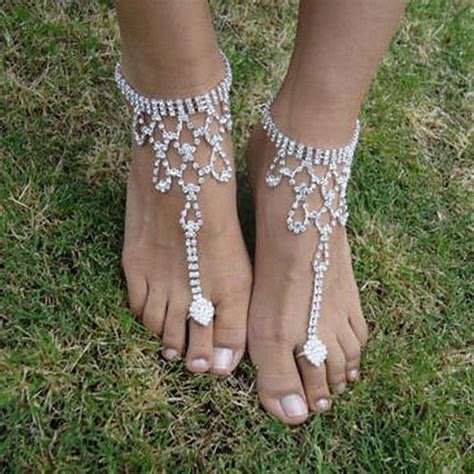 6 Style Hot Fashion Sexy Lady Women Crystal Barefoot Sandals Beach