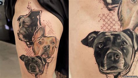 Dave Bautista Gets His Dogs Tattooed On His Leg Pics