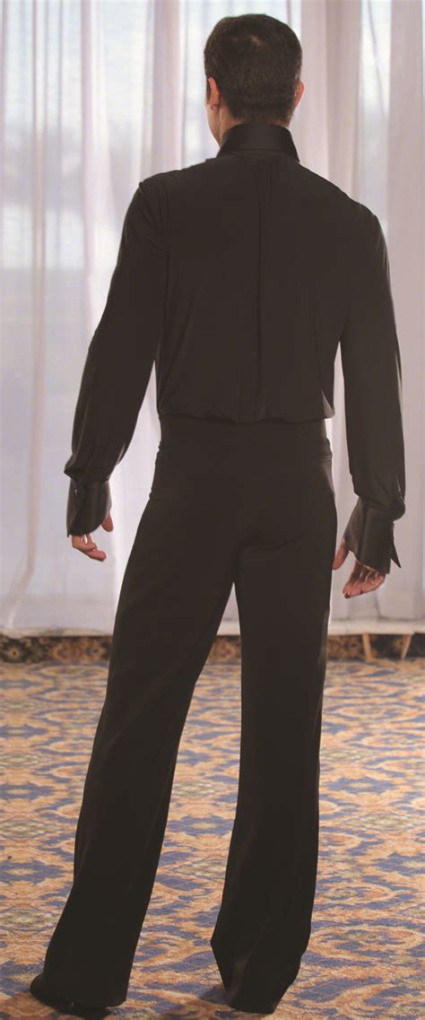 black ruffled tuxedo ballroom shirt for mens