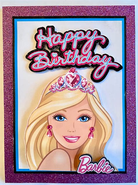 Pink Barbie Personalised Birthday Card Ph