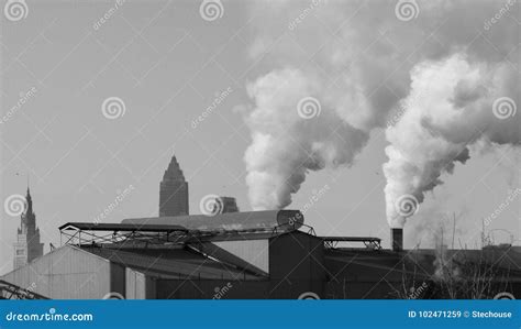 Industrial Smoke Stacks Of Cleveland Stock Image Image Of Steel