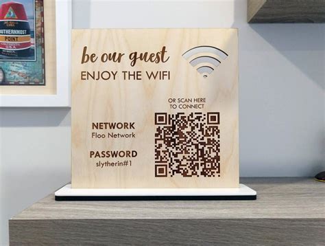 Wood Wifi Password Sign Personalized Qr Code Wifi Network Sign For