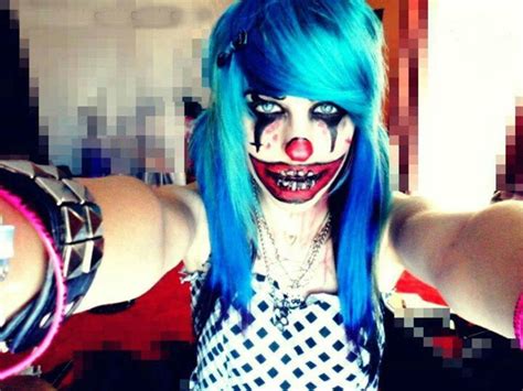 blue haired scene girl clown clown hair scene hair scene girls