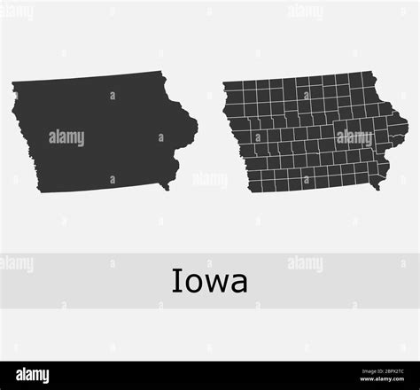 Iowa Maps Vector Outline Counties Townships Regions Municipalities