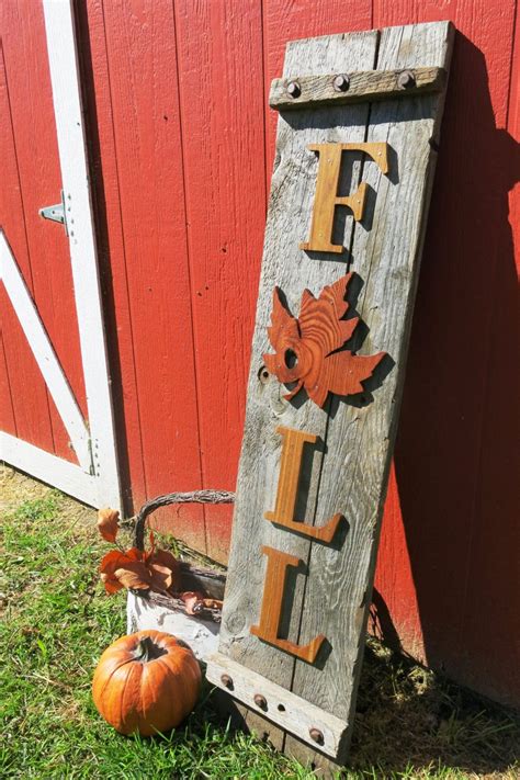 Reclaimed Wood Fall Sign Porch Decoration Thanksgiving Hand Made