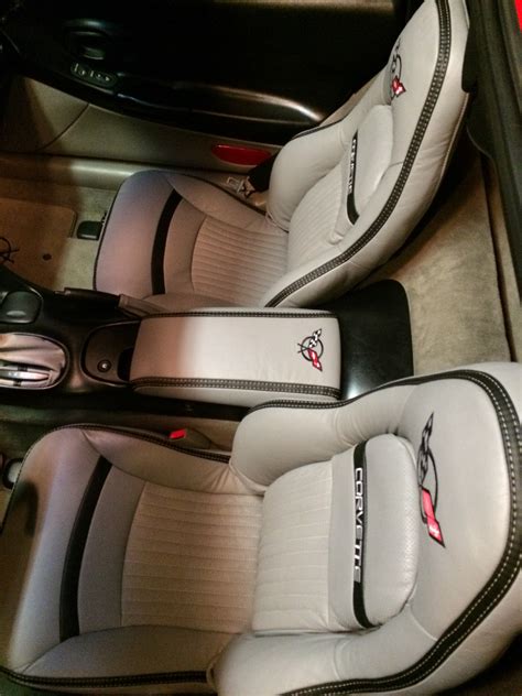 1997 2004 Corvette Synthetic Leather Seat Covers Light Greyblack