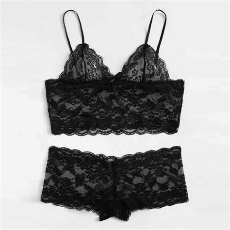 Sexy Black Lace Lingerie Set Womens Underwear Bra Set Lingerie