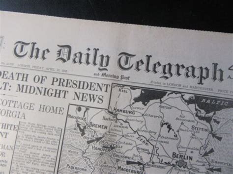 Daily Telegraph April 13th 1945 Roosevelt Dies Ww2 Birthday