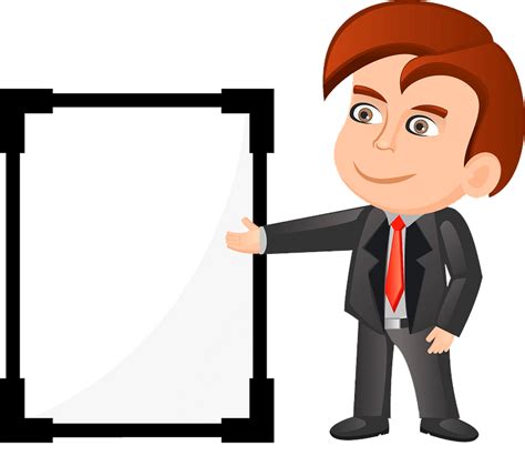 Businessman Showing Presentation Board Cartoon Vector