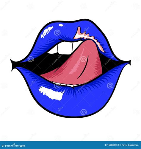 Blue Lips On White Background Vector 90282763