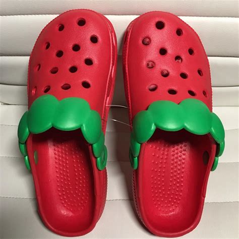 Rare Red Strawberry Crocs Shoes Sandals Slip Depop