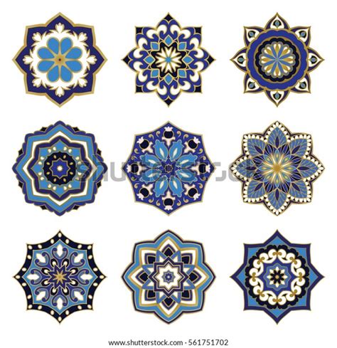 Set Colorful Vector Mandalas Collection Stylized Stock Vector Royalty