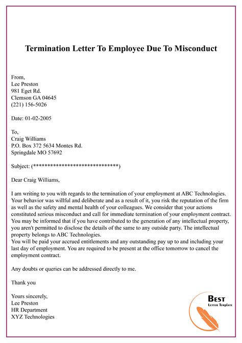 First, a letter of request, as the title says is a letter in which one individual asks from other individual, organization or group of people to grant a specific answer to the demand or a respond to certain demand or inquiry contained in the letter. Termination Letter To Employee Due To Misconduct-01 - Best ...