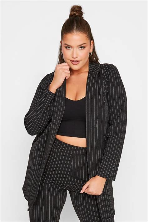Limited Collection Plus Size Black Pinstripe Blazer Yours Clothing