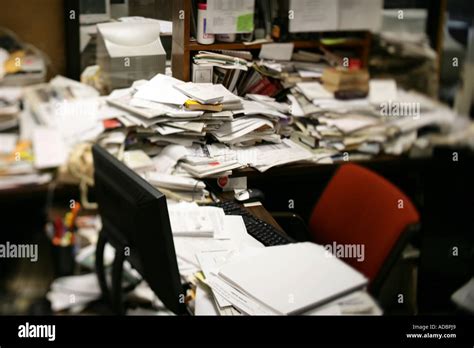 A Messy Desk With Lots Of Paperwork Stock Photo 7639976 Alamy