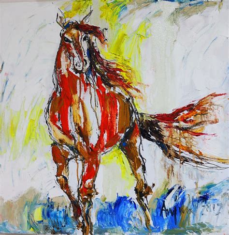 Horse Painting Abstract Original Oil On Canvas Anjum Saeed