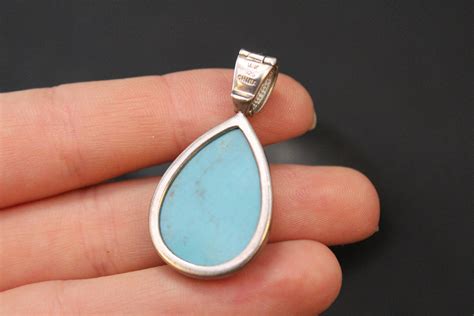 Sterling Silver Turquoise Teardrop Pendant Modern Turquoise Pendant