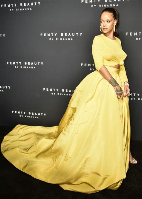 Rihanna Wears Beauty And The Beast Yellow At Fenty Beauty Launch
