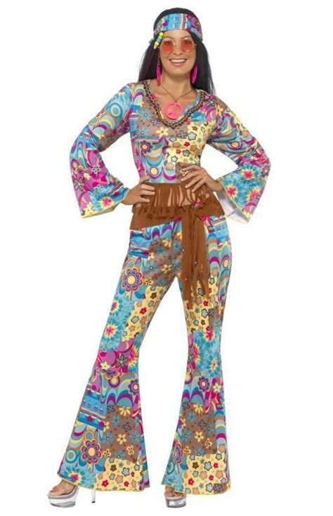 Ladies 1960s 70s Disco Retro Hippie Go Go Girl Costume
