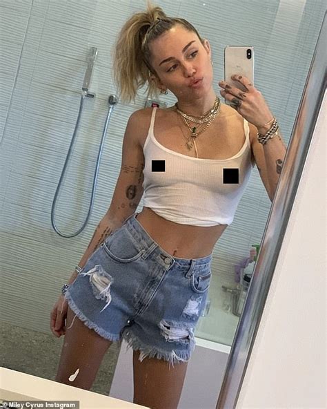 Miley Cyrus Wears A Sheer Tank Top As She Shares Another Racy Mirror