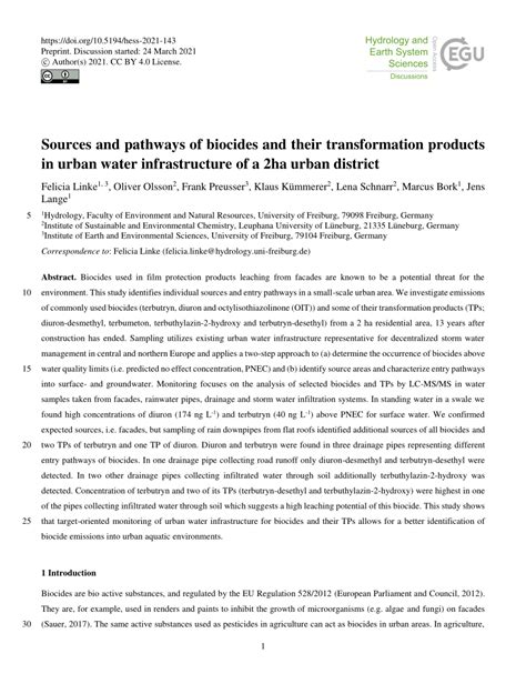Pdf Sources And Pathways Of Biocides And Their Transformation