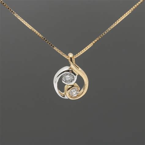 14k Yellow And White Gold Diamond Pendant Necklace 목걸이