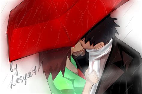 Obito And Rin Kiss Under Umbrella By Lesya7 Rin Anime Naruto