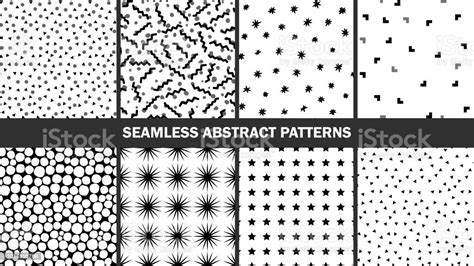 Set Of Seamless Abstract Patterns Collection Of Black And White