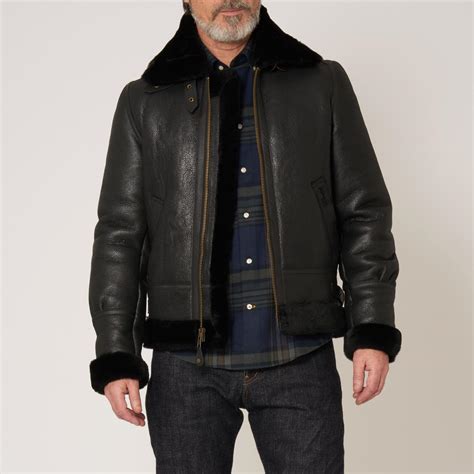 Lyst Schott Nyc Schott Bombardier Black Sheepskin Leather Jacket In