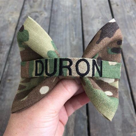 Personalized Army Hair Bow In Ocp Fabric Nametape Bow Army Girlfriend Army Wife Military