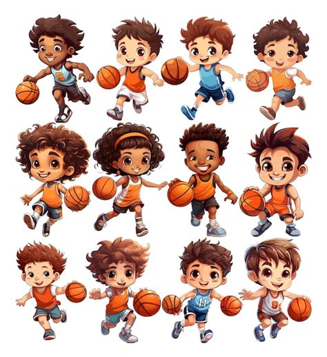 Premium Vector Cartoon Character Basketball Players Collection