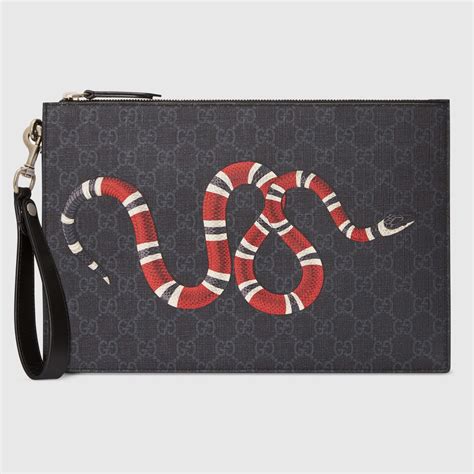 Black Gg Supreme Gucci Bestiary Pouch With Kingsnake Gucci Us