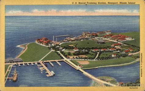 Aerial View Of Us Naval Training Station Newport Ri Postcard
