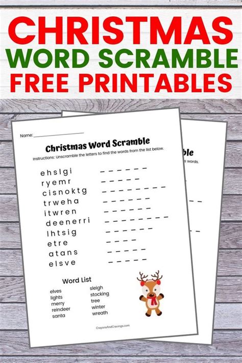 Christmas Word Scramble Free Printable With Answer Key