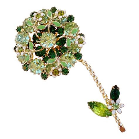 Weiss Demi Parure Emerald Green Clear Rhinestones Set For Sale At StDibs