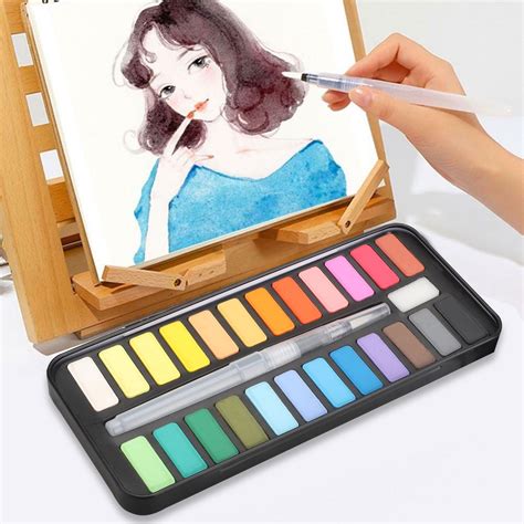 24pcs Assorted Watercolor Paints Set Tsv Travel Watercolor Kit With Water Brushes And Mixing