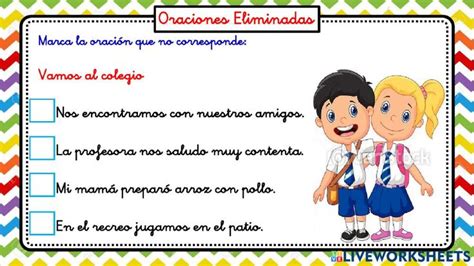 Ejercicio Online De Oraciones Eliminadas Para Primer Grado Primeros