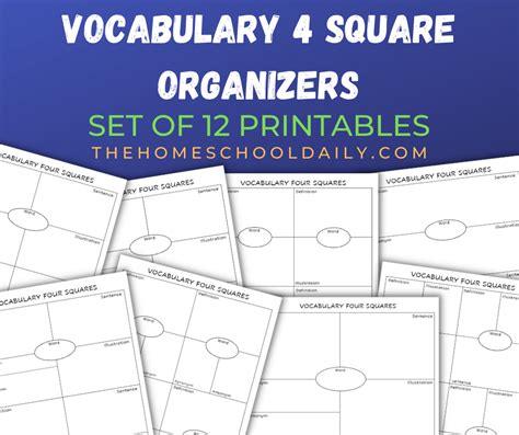 Vocabulary 4 Square Graphic Organizers The Homeschool Daily