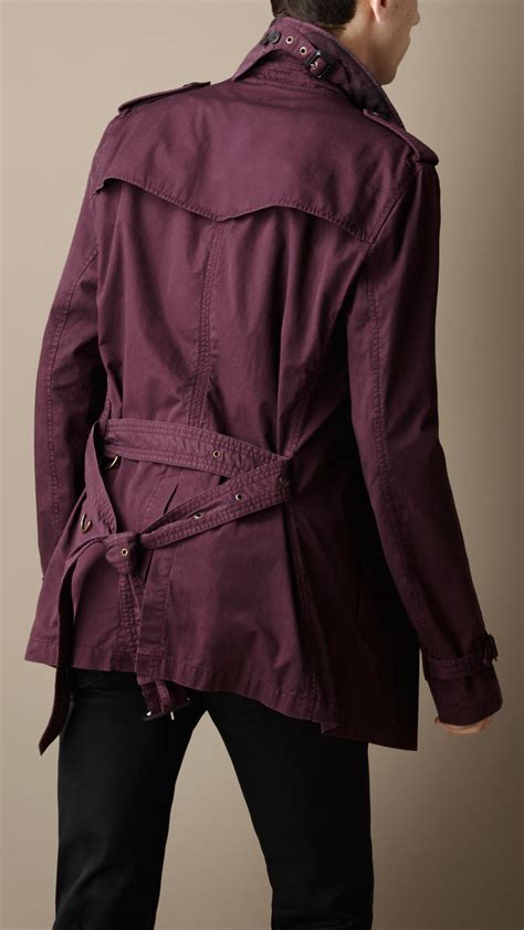 Lyst Burberry Short Cotton Twill Trench Coat In Purple For Men