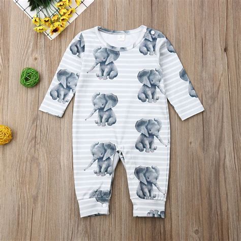 Newborn Baby Boy Girl Elephant Cute Romper Bodysuit One Piece Cotton