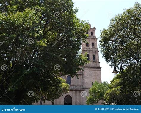 Catholic Church In Morelia Mexico View From A Park Stock Image