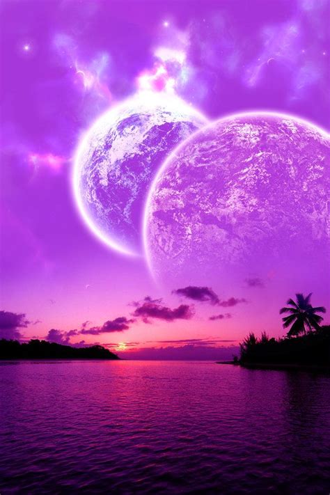 Beautiful Cosmic Sunset Purple Pink Ocean Christmas Wallpaper