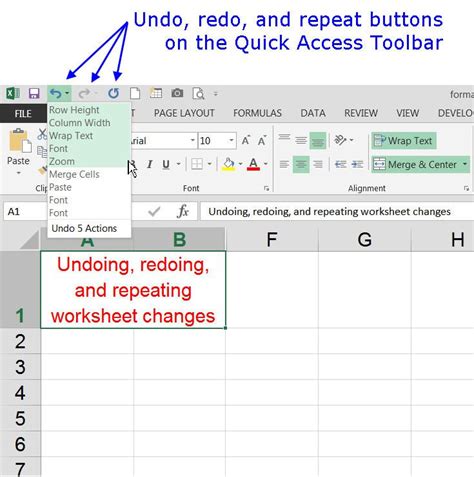 Using Undo Redo And Repeat In Excel