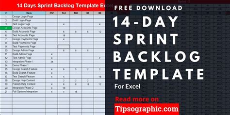 14 Day Sprint Backlog Template For Excel Free Download Tipsographic