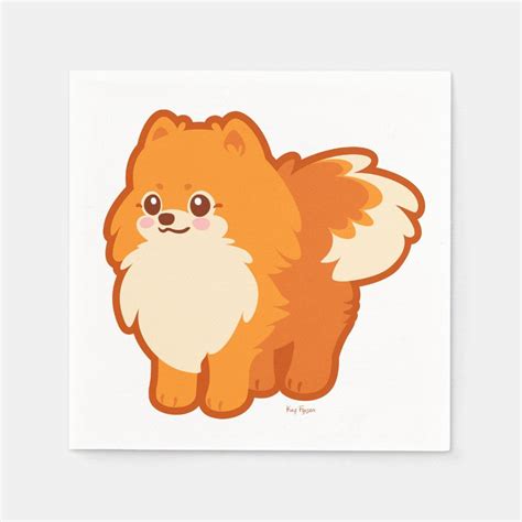 Personalized Kawaii Pomeranian Cartoon Dog Paper Napkin Gender