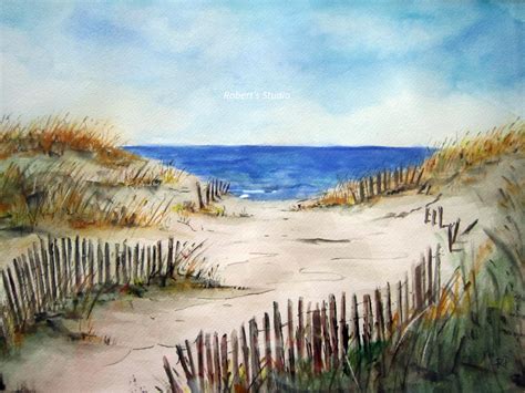 Beach Shore Print Of Original Watercolor Painting Beach Art