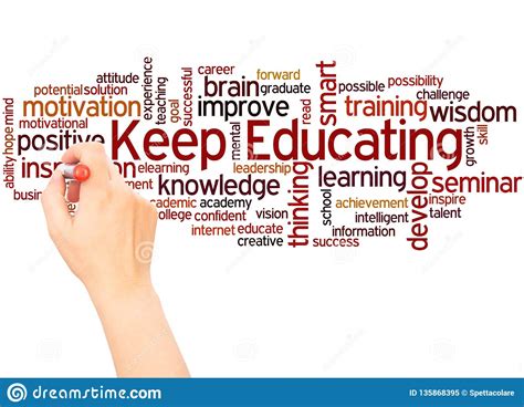 Keep Educating Word Cloud Hand Writing Concept Stock Illustration