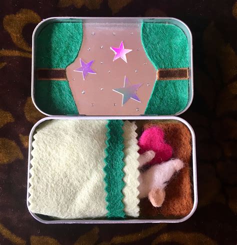 Needle Felted Love Mouse Sleeping In A Tin Box Fibre