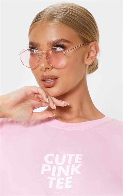 pink rounded lens retro sunglasses prettylittlething ca